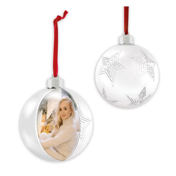 Palla di natale "Photo White Star" (10x10) - Art. SF126W