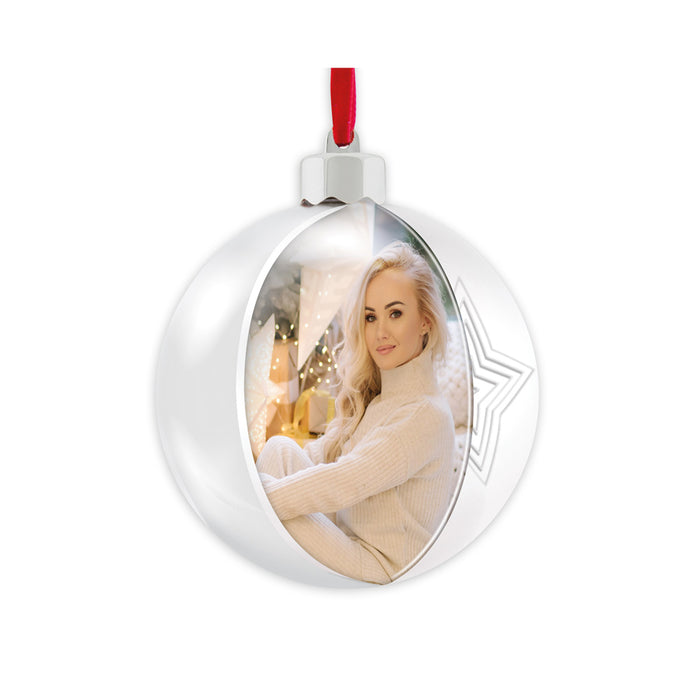 Palla di natale "Photo White Star" (10x10) - Art. SF126W