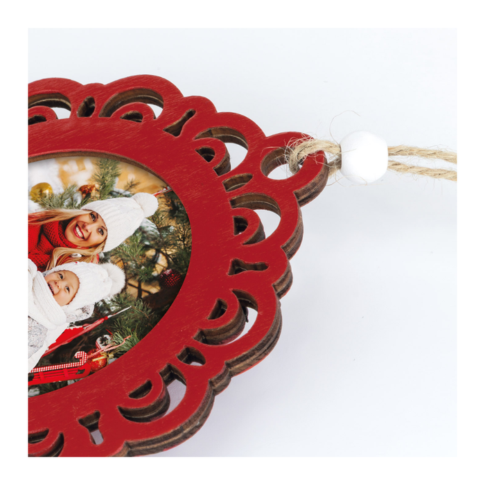 Decorazione natalizia in legno "Birken Red" (7x7) - Art. LG74R