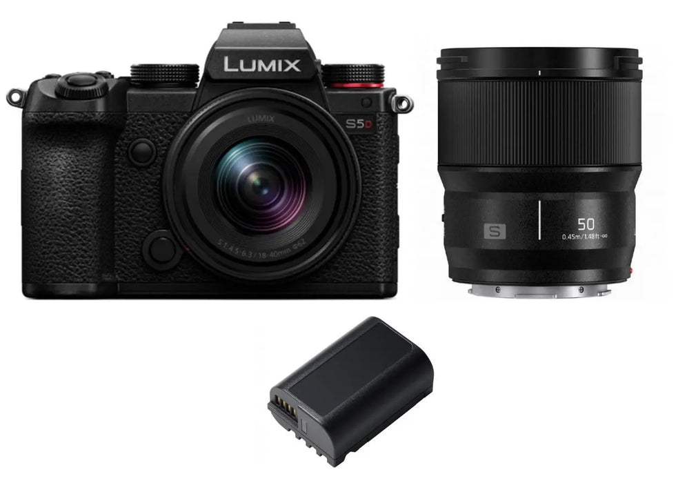 Panasonic Lumix S5D + 18-40mm + 50mm f/1.8 + Batteria BLK22
