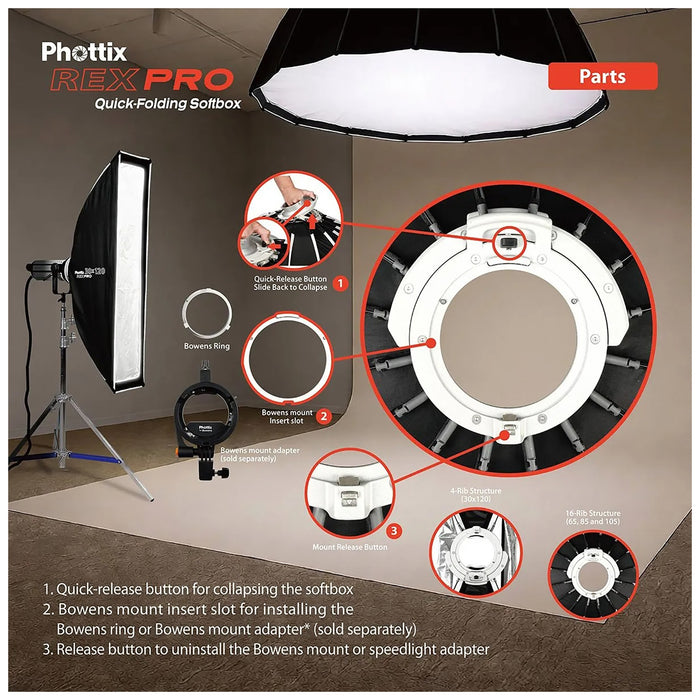 Phottix Rex Pro 105cm Quick-Folding Softbox