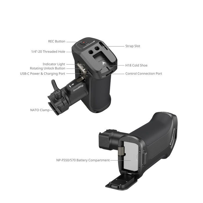 SMALLRIG ROTATING SIDEHANDLE WITH TRIGGER REC - 3893 dimensioni