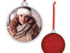 Palla di Natale "Photo Christmas Red" rosso con glitter (8,5x8,5) fronte