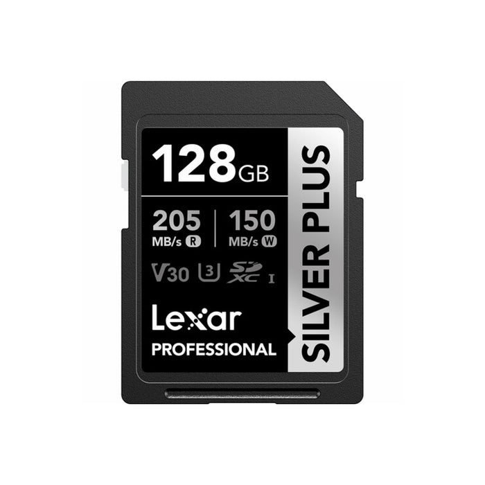 Lexar SD 128GB Silver Plus V30 fronte