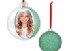 Palla di Natale "Photo Snow Flake Green" (7,5x7,5) verde con glitter