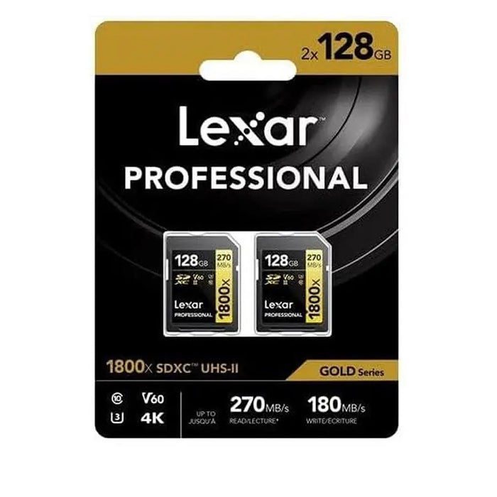 Lexar Professional SDXC UHS-II 1800x V60 128GB – Twin Pack