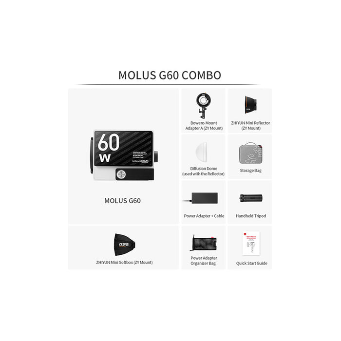 Zhiyun MOLUS G60 Bi-Color Pocket COB Monolight (Combo Kit) - OPEN BOX
